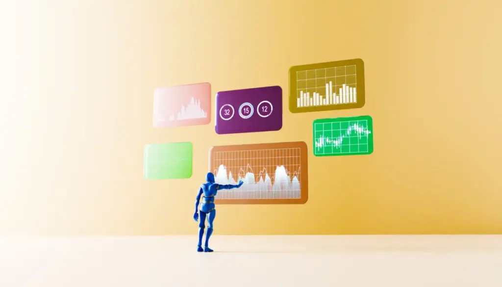 Futuristic Artificial Intelligence Managing Dynamic Financial Data Interfaces