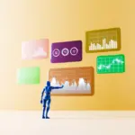 Futuristic Artificial Intelligence Managing Dynamic Financial Data Interfaces