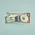 Shredded one dollar bill